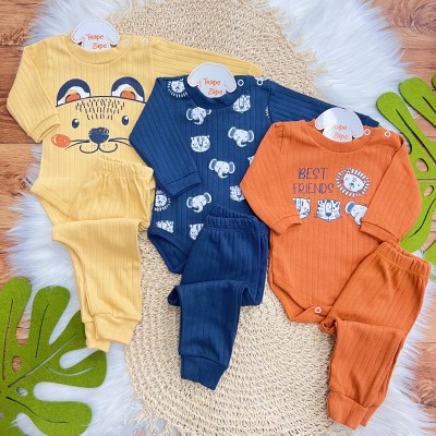  Kit 6 Peças - Best Friends - Mostarda, Marinho e Ferrugem